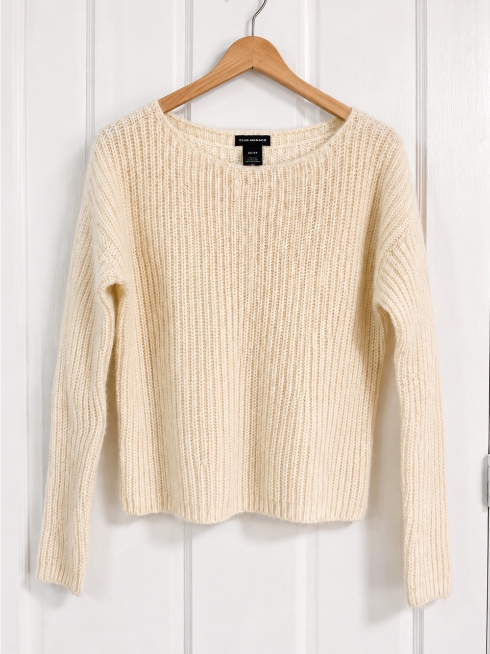 Club Monaco Open Stitch Cream Wool Alpaca Sweater XS